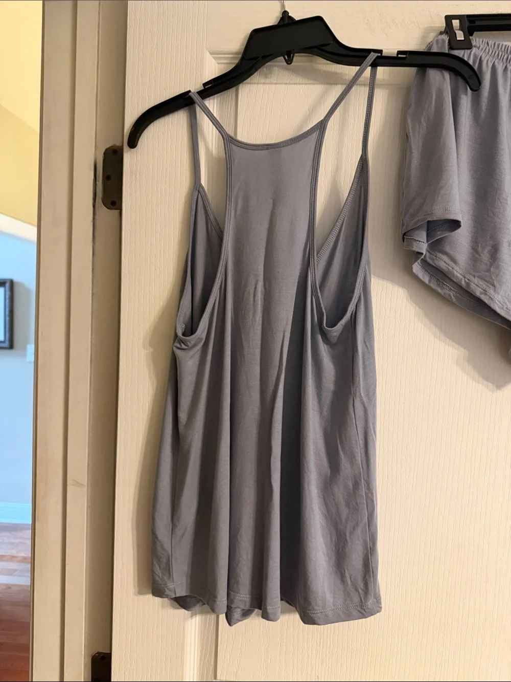 Athleta Pale Blue Relaxed Sleep Tank and Elastic-Waist Shorts